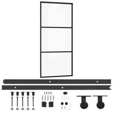 Ușă glisantă cu set feronerie, 90x205 cm, sticlă ESG/aluminiu - Img 2
