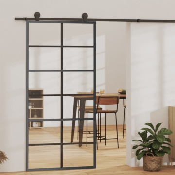 Ușă glisantă cu set feronerie, 90x205 cm, sticlă ESG/aluminiu - Img 1