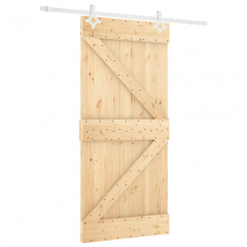 Ușă glisantă cu set feronerie, 90x210 cm, lemn masiv de pin - Img 2