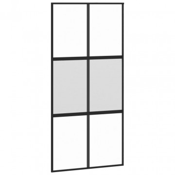 Ușă glisantă, negru, 102,5x205 cm, sticlă securizată/aluminiu - Img 2