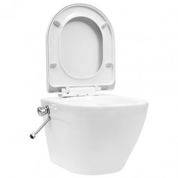 Vas de toaletă suspendat cu rezervor încastrat, alb, ceramică - Img 3