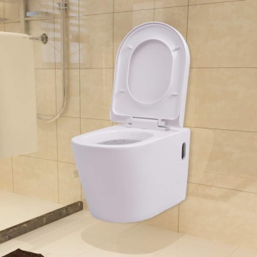 Vas toaletă suspendat cu rezervor încastrat, ceramică, alb - Img 2