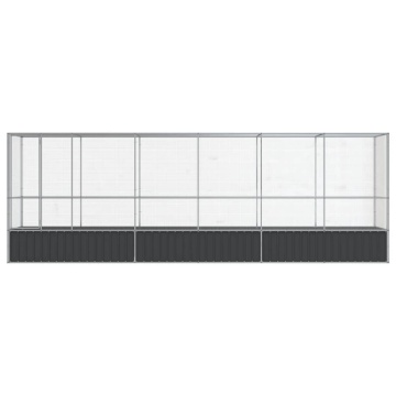 Voliera de păsări cu extensie, argintiu, 626,5x107x212 cm, oțel - Img 3