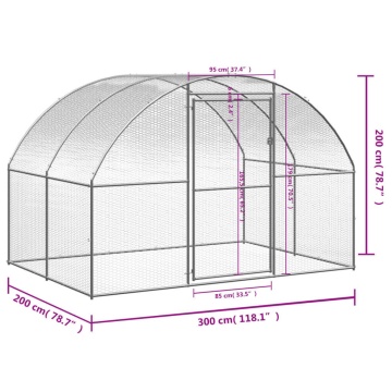 Volieră de păsări pentru exterior, 3x2x2 m, oțel galvanizat - Img 7