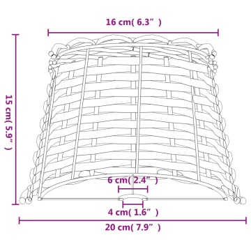 Abajur de veioză maro Ø20x15 cm răchită - Img 6