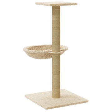 Ansamblu de pisici cu stâlp din funie de sisal, crem, 74 cm - Img 5
