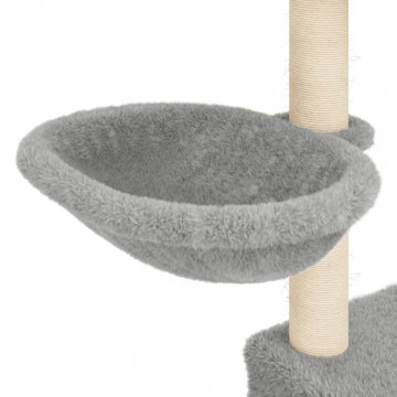 Ansamblu de pisici, stâlpi din funie sisal, gri deschis, 83 cm - Img 7