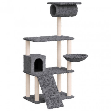 Ansamblu de pisici, stâlpi din funie sisal, gri închis, 131 cm - Img 2