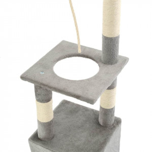 Ansamblu pentru pisici cu stâlpi din funie de sisal, 109 cm gri - Img 5