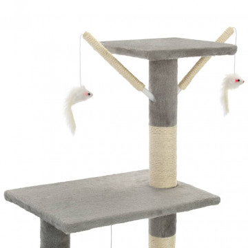 Ansamblu pisici cu stâlpi din funie de sisal, 138 cm, gri - Img 5