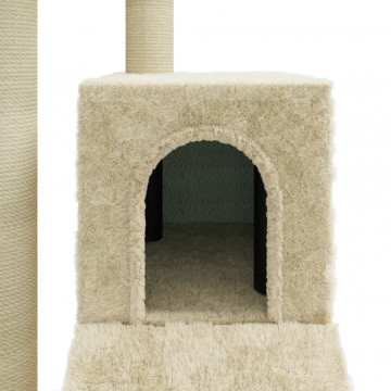 Ansamblu pisici cu stâlpi din funie de sisal, crem, 92 cm - Img 6