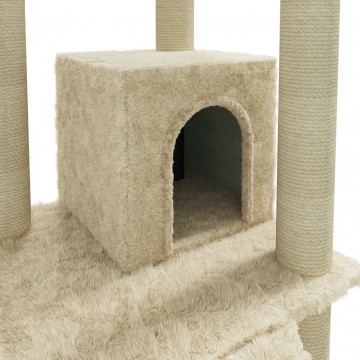Ansamblu pisici, stâlpi din funie sisal, crem, 155 cm - Img 6