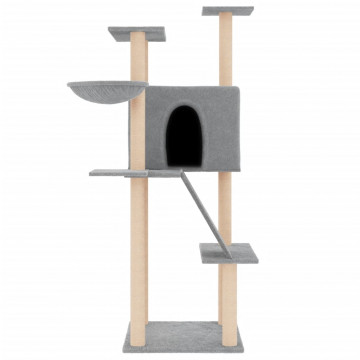 Ansamblu pisici, stâlpi din funie sisal, gri deschis, 143 cm - Img 3