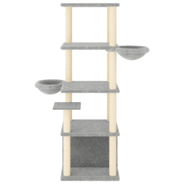 Ansamblu pisici, stâlpi din funie sisal, gri deschis, 147 cm - Img 3