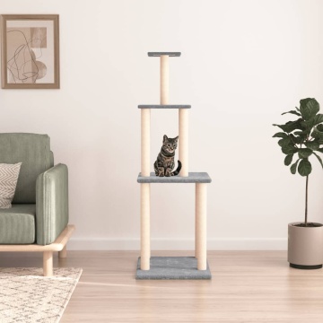 Ansamblu pisici, stâlpi din funie sisal, gri deschis, 149 cm - Img 1