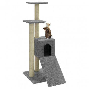 Ansamblu pisici, stâlpi din funie sisal, gri deschis, 92 cm - Img 4