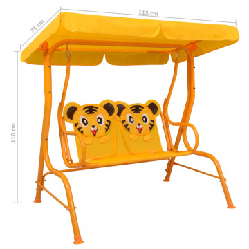 Balansoar pentru copii, galben, 115 x 75 x 110 cm, textil - Img 6