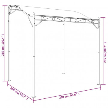 Baldachin, gri taupe, 2x2,3 m, 180 g/m², țesătură și oțel - Img 7