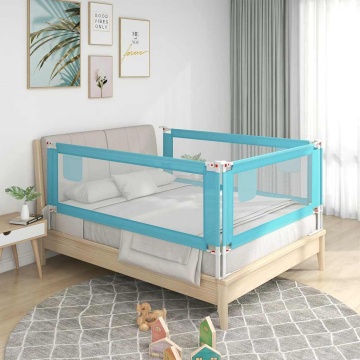 Balustradă de protecție pat copii, albastru, 90x25 cm, textil - Img 1