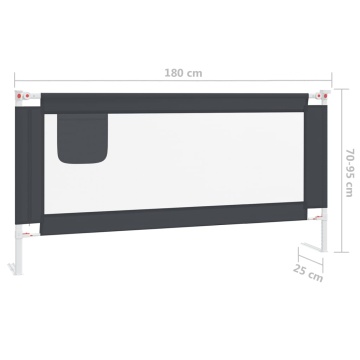 Balustradă de protecție pat copii, gri închis, 180x25 cm textil - Img 7