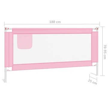Balustradă de protecție pat copii, roz, 180x25 cm, textil - Img 7