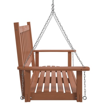 Bancă balansoar grădină lanțuri metalice, maro, lemn masiv brad - Img 8