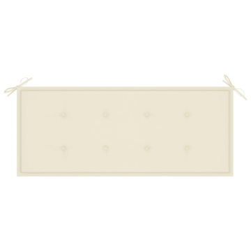 Bancă Batavia cu pernă crem, 120 cm, lemn masiv tec - Img 5