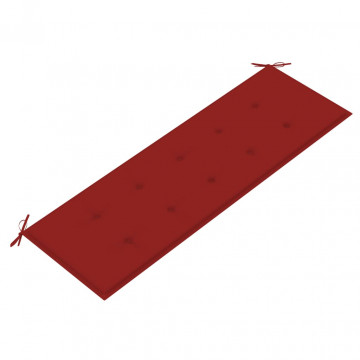 Bancă Batavia cu pernă roșie, 150 cm, lemn masiv de tec - Img 8