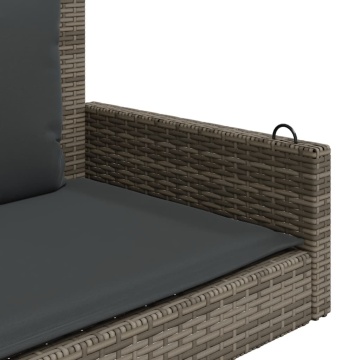 Bancă de balansoar cu perne, gri, 119x56x48 cm, poliratan - Img 6