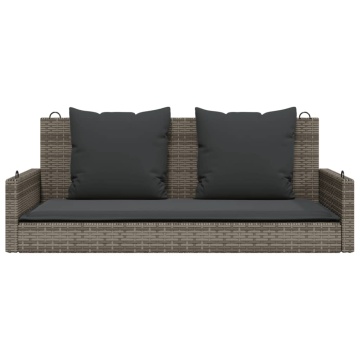 Bancă de balansoar cu perne, gri, 119x56x48 cm, poliratan - Img 4