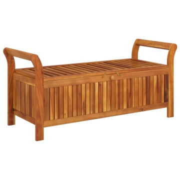 Bancă de depozitare cu pernă, 126 cm, lemn masiv de acacia - Img 3