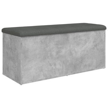 Bancă de depozitare, gri beton, 102x42x45 cm, lemn prelucrat - Img 2