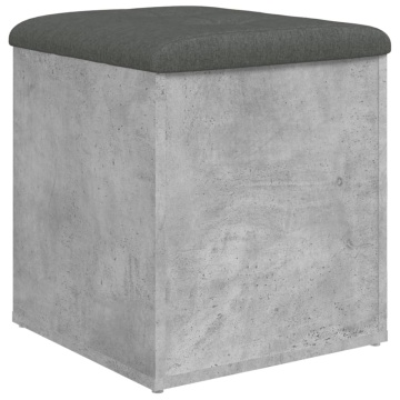 Bancă de depozitare, gri beton, 42x42x45 cm, lemn prelucrat - Img 2