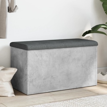 Bancă de depozitare, gri beton, 82x42x45 cm, lemn prelucrat - Img 1