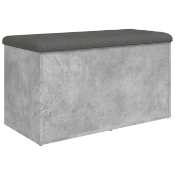 Bancă de depozitare, gri beton, 82x42x45 cm, lemn prelucrat - Img 2