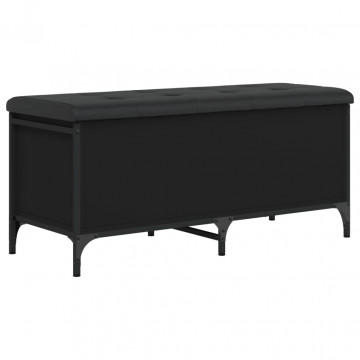 Bancă de depozitare, negru, 102x42x45 cm, lemn prelucrat - Img 6