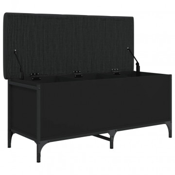 Bancă de depozitare, negru, 102x42x45 cm, lemn prelucrat - Img 8