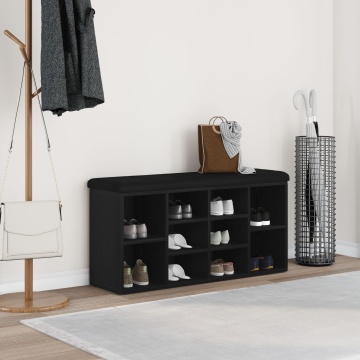 Bancă de depozitare Negru Stejar 100x30x48 cm Lemn prelucrat - Img 1