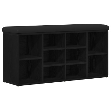 Bancă de depozitare Negru Stejar 100x30x48 cm Lemn prelucrat - Img 2