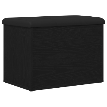 Bancă de depozitare Negru Stejar 60x40x45 cm Lemn prelucrat - Img 2