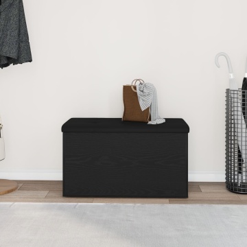 Bancă de depozitare Negru Stejar 80x40x45 cm Lemn compus - Img 4