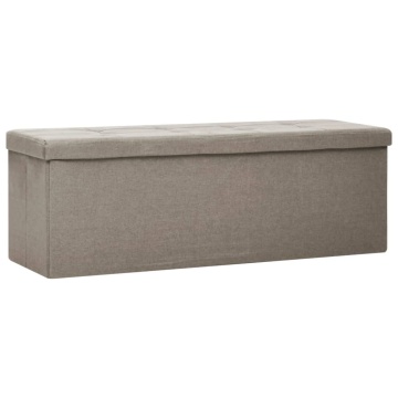 Bancă de depozitare pliabilă, gri taupe, imitație de pânză - Img 2