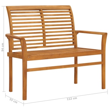 Bancă de grădină, 112 cm, lemn masiv de tec - Img 9
