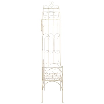 Bancă de grădină, alb vintage, 122 cm, fier - Img 3