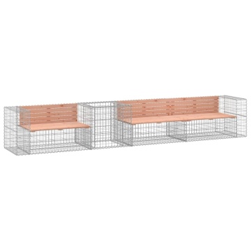 Bancă de grădină & coș gabion, lemn masiv Douglas - Img 2