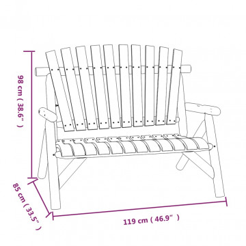 Bancă de grădină cu 2 locuri, 119x85x98 cm, lemn masiv molid - Img 5