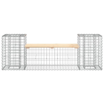 Bancă de grădină cu gabion, 183x41x60,5 cm, lemn masiv pin - Img 8
