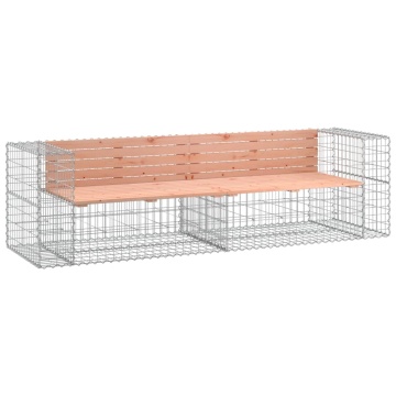 Bancă de grădină cu gabion, 244x71x65,5 cm, lemn masiv Douglas - Img 2
