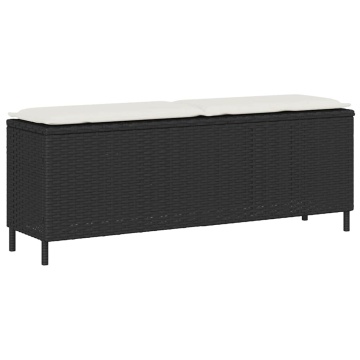 Bancă de grădină cu pernă neagră 110x30x40,5 cm Poly Rattan - Img 1