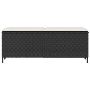 Bancă de grădină cu pernă neagră 110x30x40,5 cm Poly Rattan - Img 4